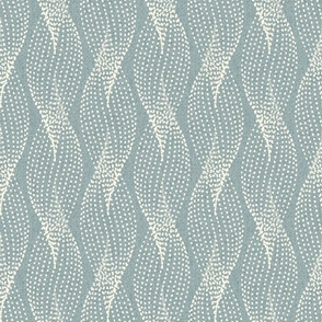Cozy organic neutral wallpaper - taupe - medium scale blue gray koi