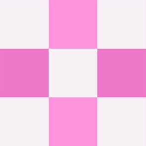 Pink and White Gingham Checkers - 6 inch squares / Persian Pink and Innocent White Gingham / Jumbo scale