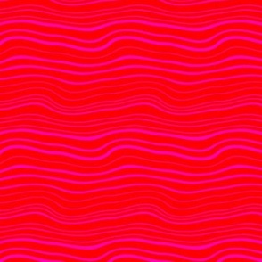 Squiggly Lines - Tropical Holiday Pink on Red