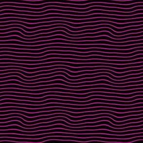 Wavy Candy Stripes Pink on Black