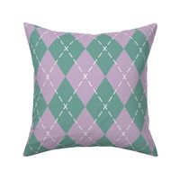 Argyle Green and Lilac Purple Harlequin Diamond Wallpaper - MEDIUM