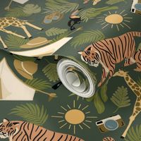 Jungle Safari Wallpaper, Safari Animals, Elegant Children Decor, Elegant Children Fabric, Elegant Children Wallpaper, Playroom Decor, Playroom Wallpaper, Children Fabric, Kid Fabric, Child Bedroom Wallpaper, Gender Neutral, Giraffe, Tiger, Toucan, Safari 