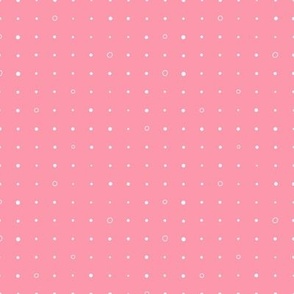 White Circles and White Dots Geometric Grid Design on hot pink