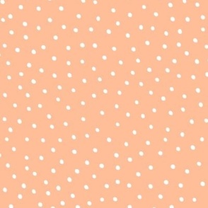 White hand drawn scattered dots on orange  | small