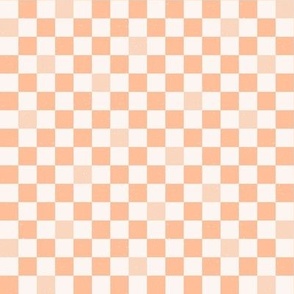 Checkerboard in orange peach and cream, 0.5 inch squares | small