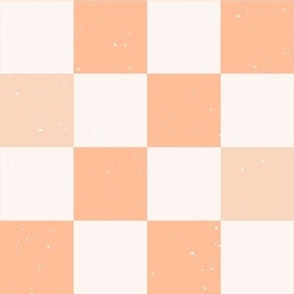 Checkerboard in orange peach and cream, 1 inch squares | Medium