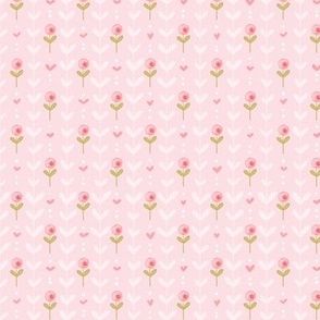 Poppy Fields - Pink Poppies - Heart Vines - Marshmallow Pink - Small