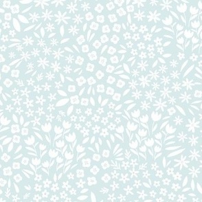 Ditsy simple white florals on light blue