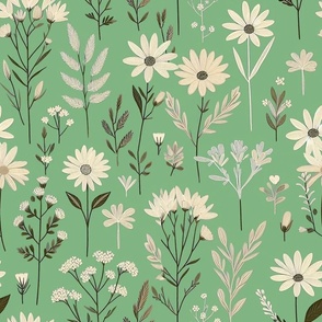 Daisy Greens Botanical Print
