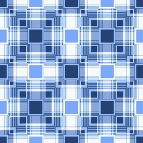 geometric trendy blue and white pattern