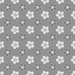 Floral pattern  retro  flowers gray  white , light gray