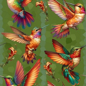 Hummingbirds Golden Green