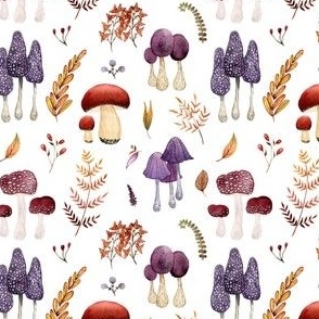 Small white and purple mushrooms