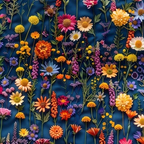 Jumbo Blossoming Embroidery Garden Fabric