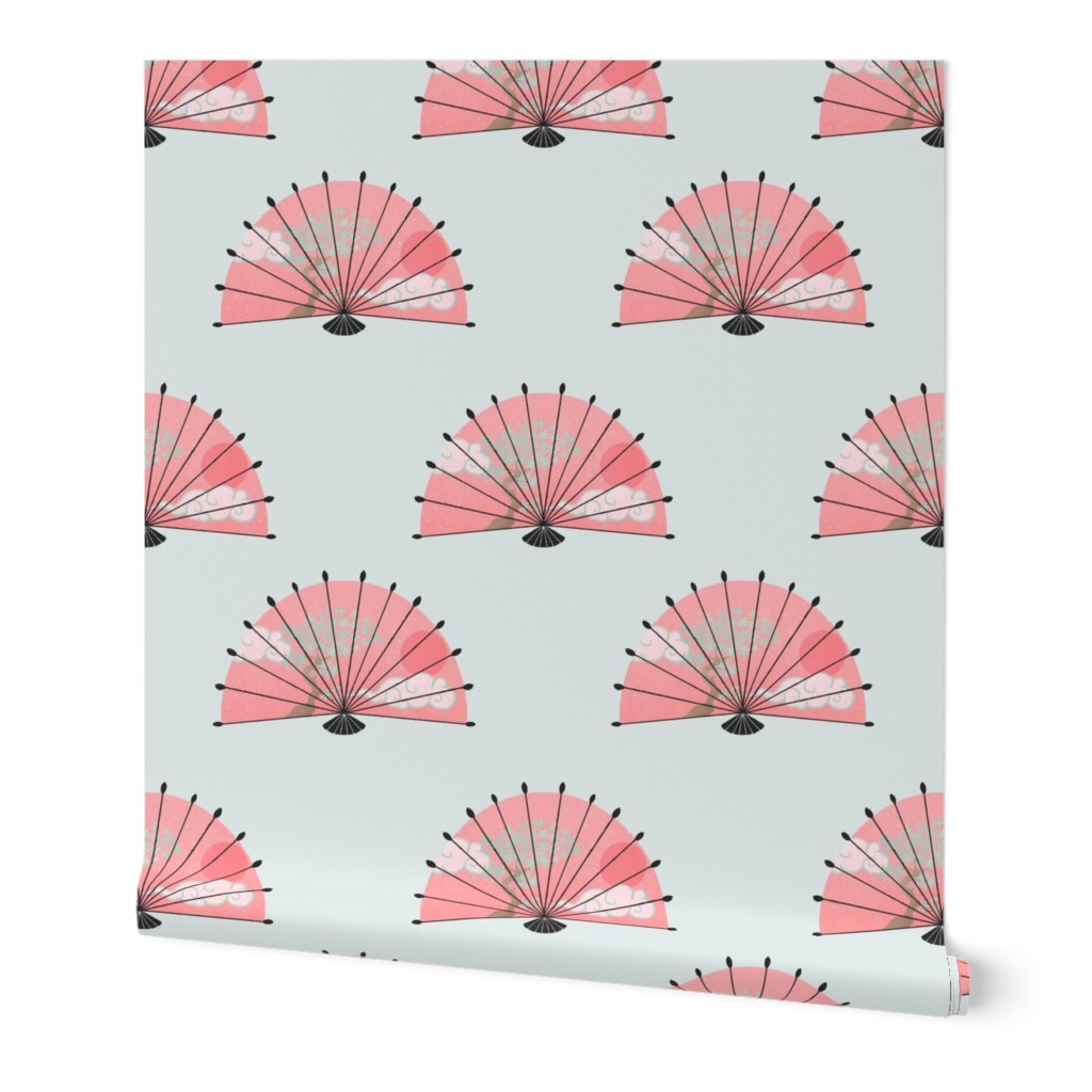 Pink Japanese folding fan