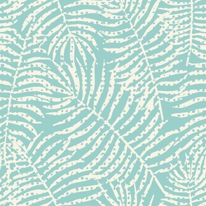 Hawaiian Palm Fronds - Pastel Mint Blue and Cream