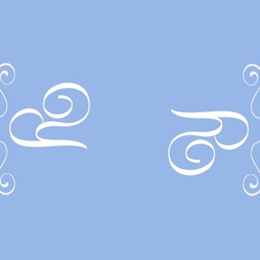 Y Monogram Tea Towel Light Blue with White Letter