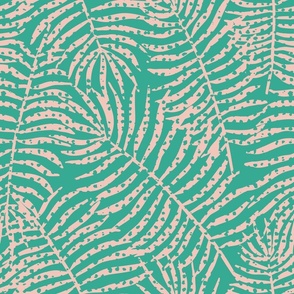Hawaiian Palm Fronds - Bright Green and Coral Pink
