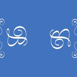 B Monogram Tea Towel Blue with White Letter