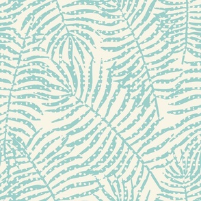 Hawaiian Palm Fronds - Cream and Pastel Mint Blue