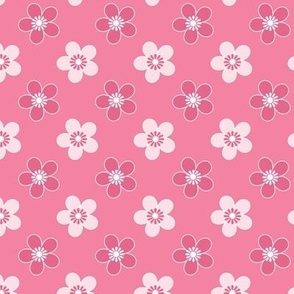  simple floral solid pink pattern retro small flowers