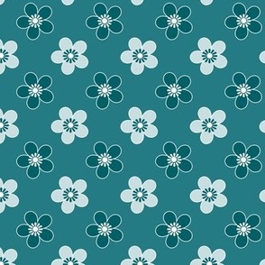 dark turquoise floral pattern retro sixties