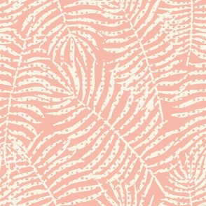 Hawaiian Palm Fronds - Coral Pink and Cream