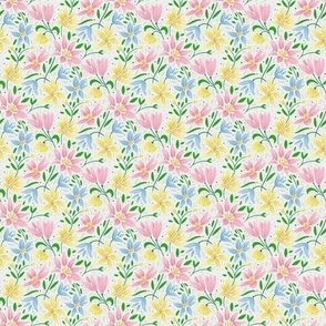 (M scale) Lillies and flowers in pink, yellow and blue - spring and summer feeling