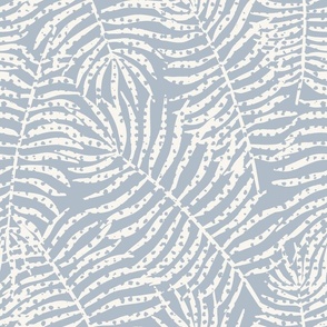 Vintage Hawaiian Palm Fronds - Soft Blue and Cream