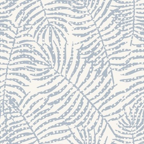 Vintage Hawaiian Palm Fronds - Cream and Soft Blue
