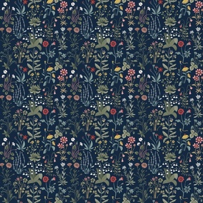 Millefleurs 'Windmill Road' of the Forest Biome | Multicolored on Dark blue | 6