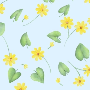 Wild Buttercups Pattern: Springtime Floral Art in Vibrant Yellow and Green