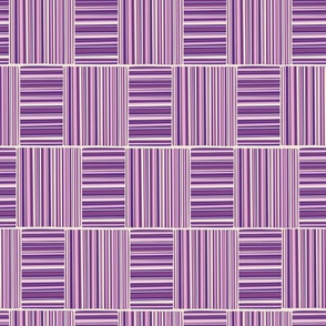 Large - Striped Beach Towel Checker Board - Violet - Plum Purple - Musk Pink - Pristine