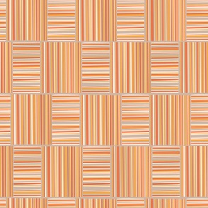 Large - Striped Beach Towel Checker Board - Tangerine - Sand - Bright Orange - Pristine