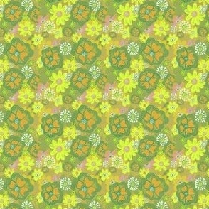 Retro bold flower - toxic green- very small size