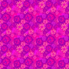 Retro bold flower - neon pink- very small size