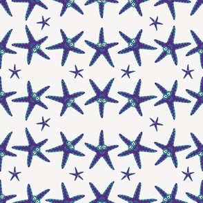 Large - Playful Starfish doing Cartwheels - Violet - Aqua - Pristine