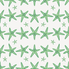 Large - Playful Starfish doing Cartwheels - Celadon - Kelly Green - Pristine