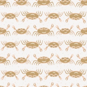 Large - Cute Crabs Crawling on the Beach - Beige - Peach Puree - Honey Peach