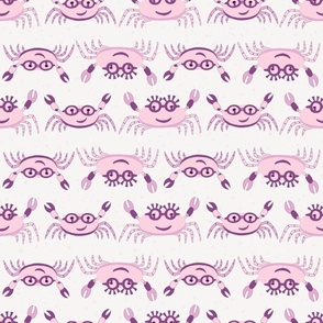 Large - Cute Crabs Crawling on the Beach - Blush Pink - Plum Purple - Musk