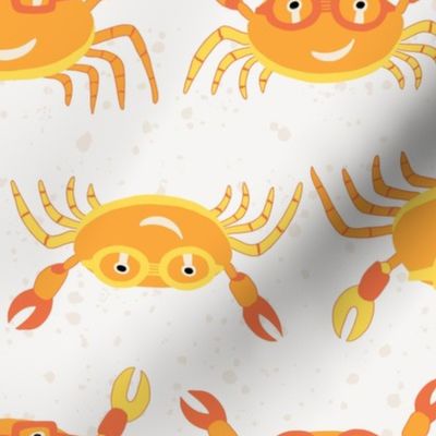 Large - Cute Crabs Crawling on the Beach - Bright Orange - Yellow Gold - Tangerine