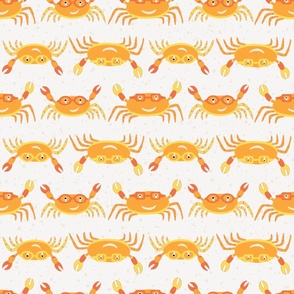 Large - Cute Crabs Crawling on the Beach - Bright Orange - Yellow Gold - Tangerine