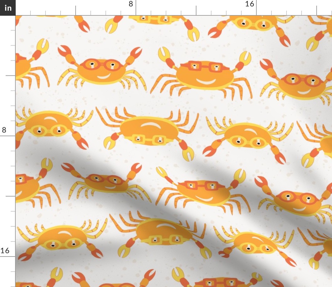 Large - Cute Crabs Crawling on the Beach - Bright Orange - Yellow Gold - Tangerine