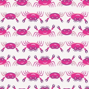 Large - Cute Crabs Crawling on the Beach - Magenta - Plum Purple - Blush Pink