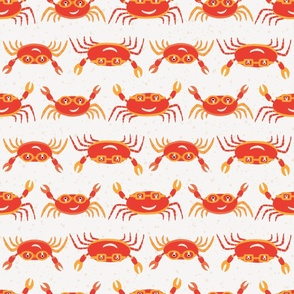 Large - Cute Crabs Crawling on the Beach - Scarlet Red - Tangerine - Bright Orange