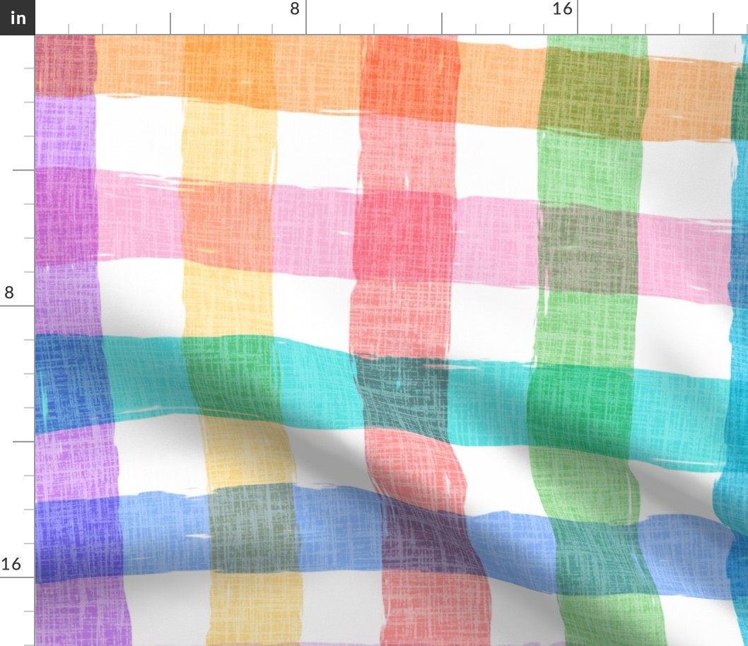 Hand painted gingham check bright - XL 24”