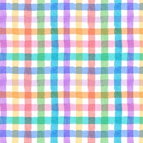 Hand painted gingham check bright  - medium - 8”