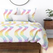 jumbo Geo rainbow vertical wavy stripes in spotted hand drawn dots pink yellow violet blue