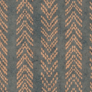 Woven chevron inspired stripes in tan on steel grey