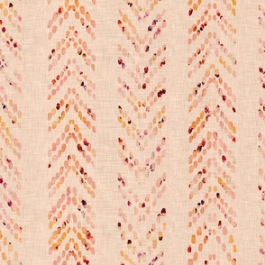 Woven chevron inspired stripes in multicolor yarn on natural linen